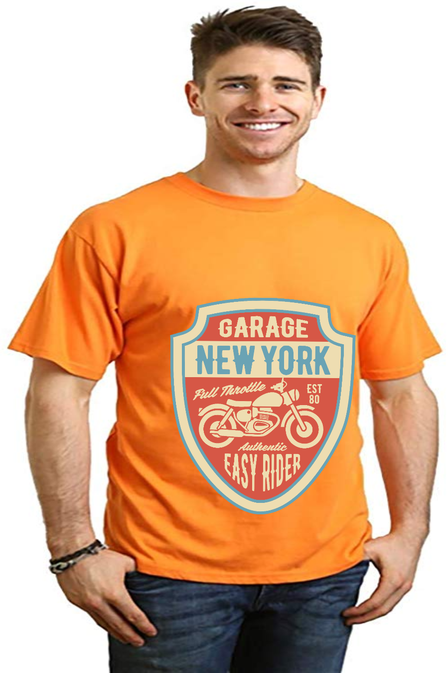 Spun Bamboo Garage New York Men's Bamboo Viscose/Organic Cotton Short Sleeve Graphic T-Shirt — fabric or material detail