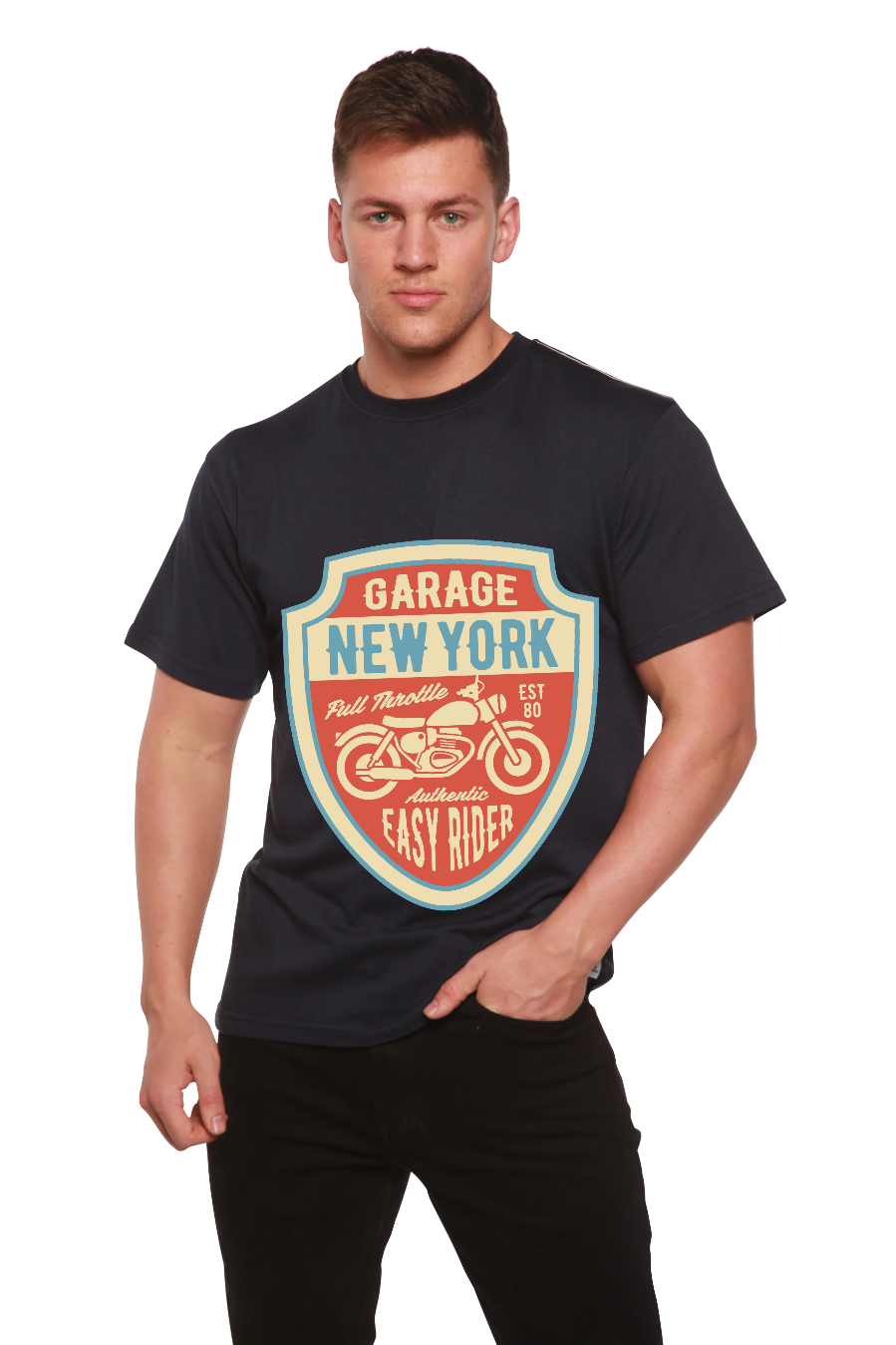 Spun Bamboo Garage New York Men's Bamboo Viscose/Organic Cotton Short Sleeve Graphic T-Shirt — comparison shot