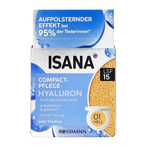 Isana Hyaluronic Acid Moisturizing Compact SPF15 - Hydrating, Anti-Aging, Natural Coverage Makeup with Sun Protection
