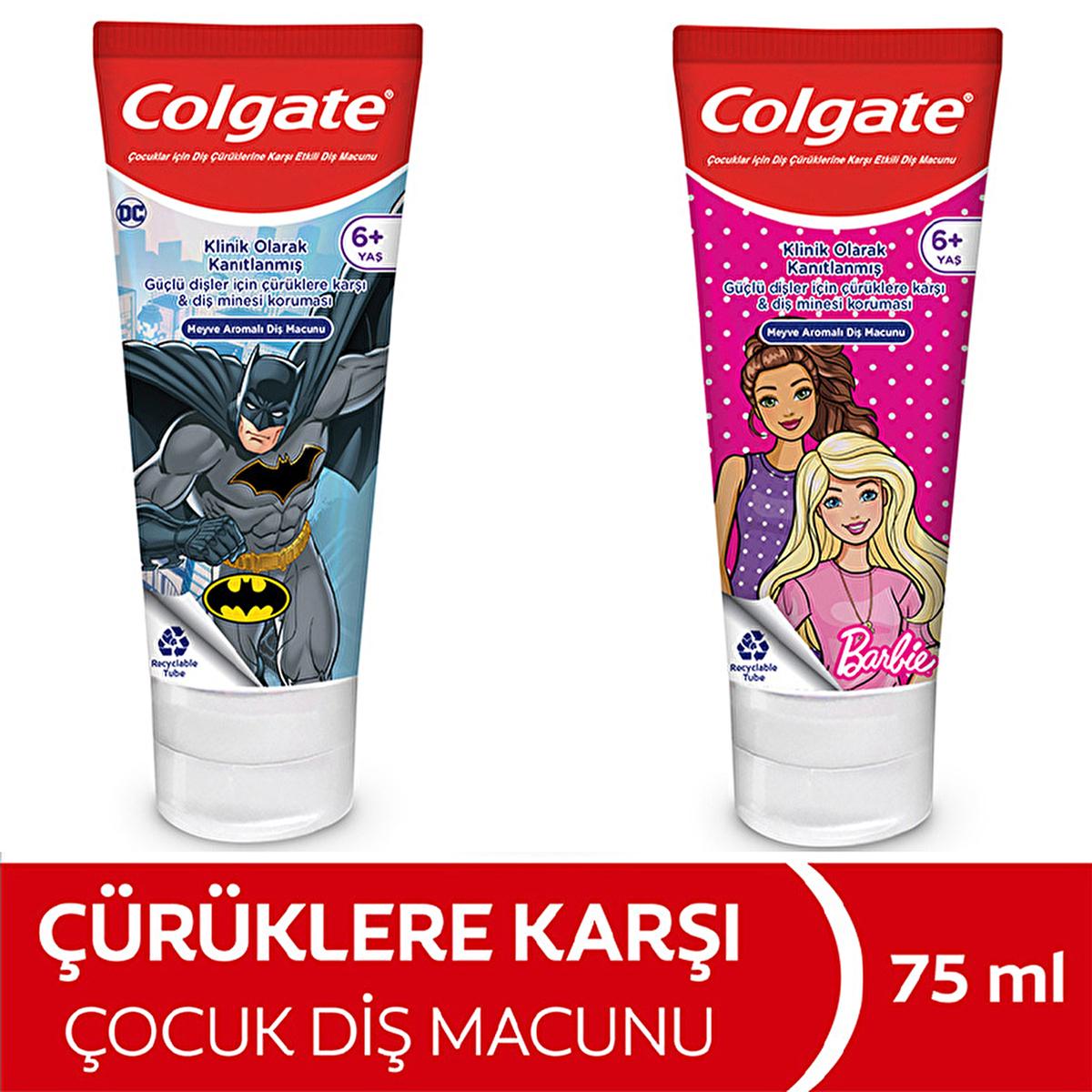 Colgate Kids Barbie & Batman Fluoride Toothpaste - Cavity Protection for Children 6+, Gentle Oral Hygiene