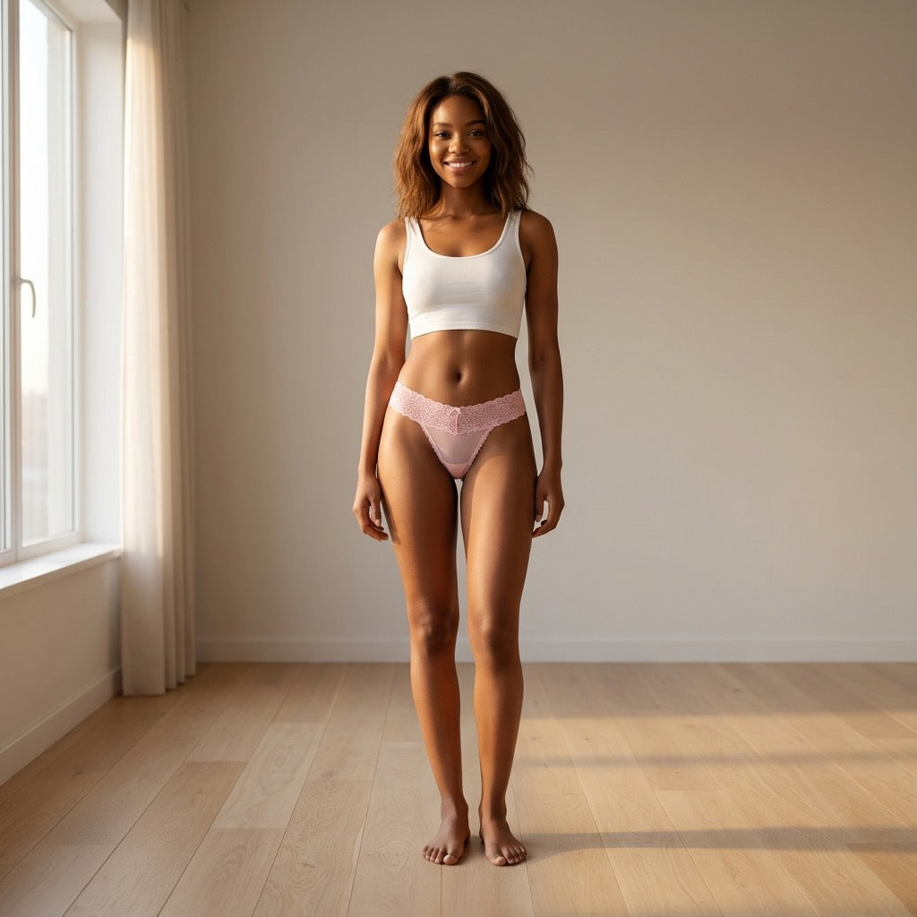 Love Libby Panties Mesh and Lace Classic Thong XS- 2X - Buy More Save More — detail close-up