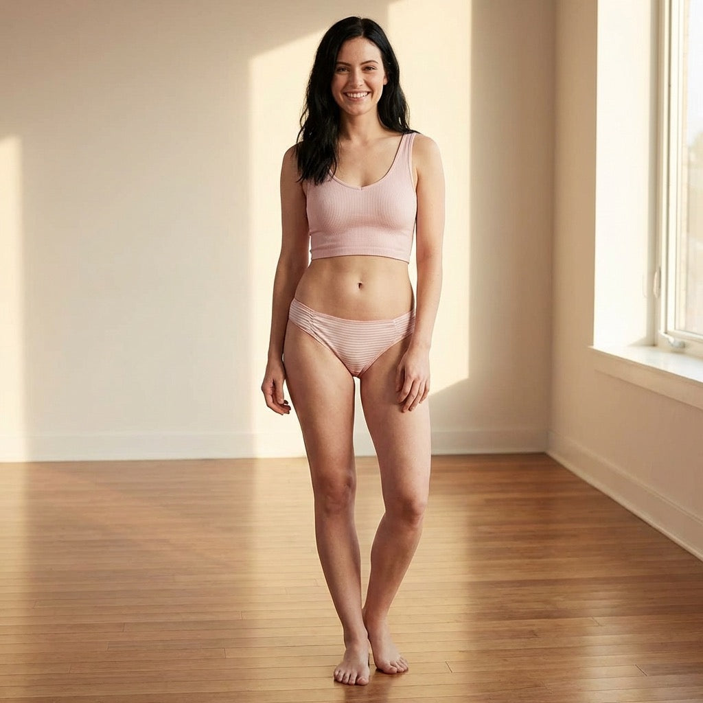 Love Libby Panties Pink Striped Modal Bikini — detail close-up