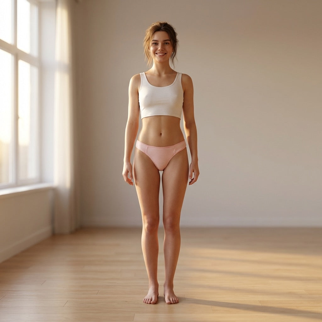 Love Libby Panties Pink Striped Modal Thong — detail close-up