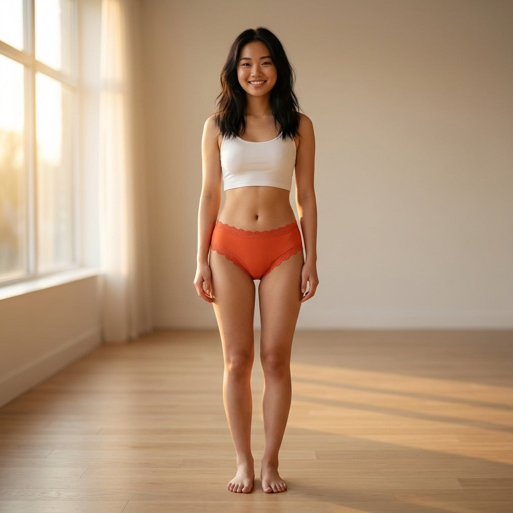 Love Libby Panties Pretty Red Lace-Trim Hipster – Silky & Flattering S–XL — detail close-up