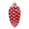Woodland Retro Style Red Pinecone Glass Christmas Ornament