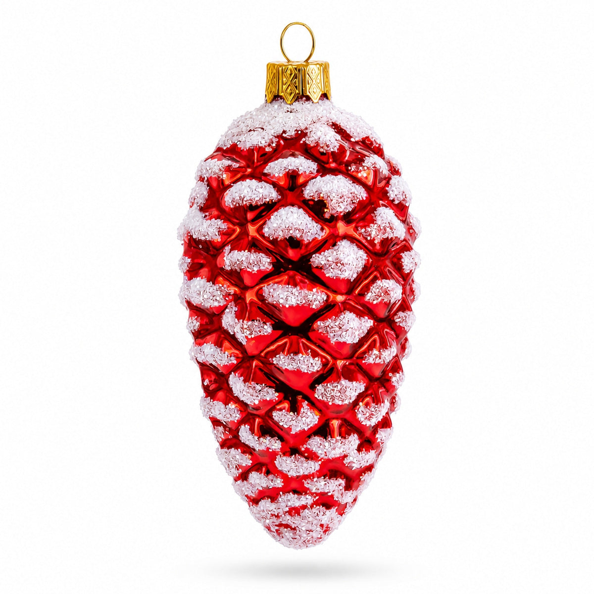 Woodland Retro Style Red Pinecone Glass Christmas Ornament