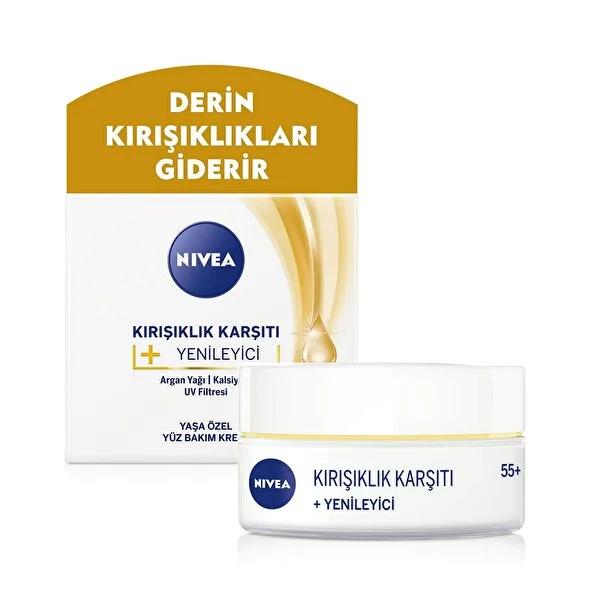 Nivea Anti-Wrinkle Face Cream 55+ - 1.69 fl oz, Anti-Aging Skincare with Argan