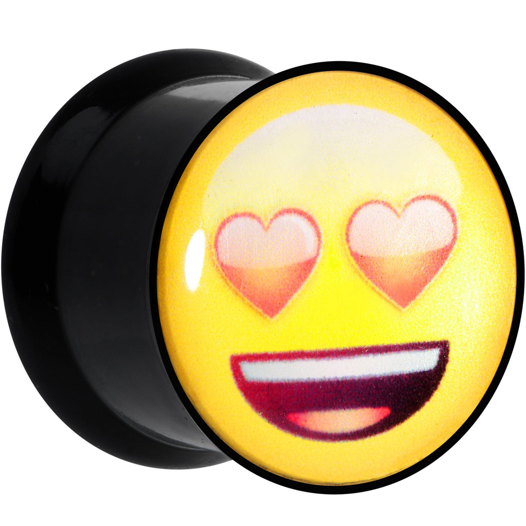 BodyCandy 1/2 Licensed Heart Eyes emoji Acrylic Double Flare Plug Set — construction detail
