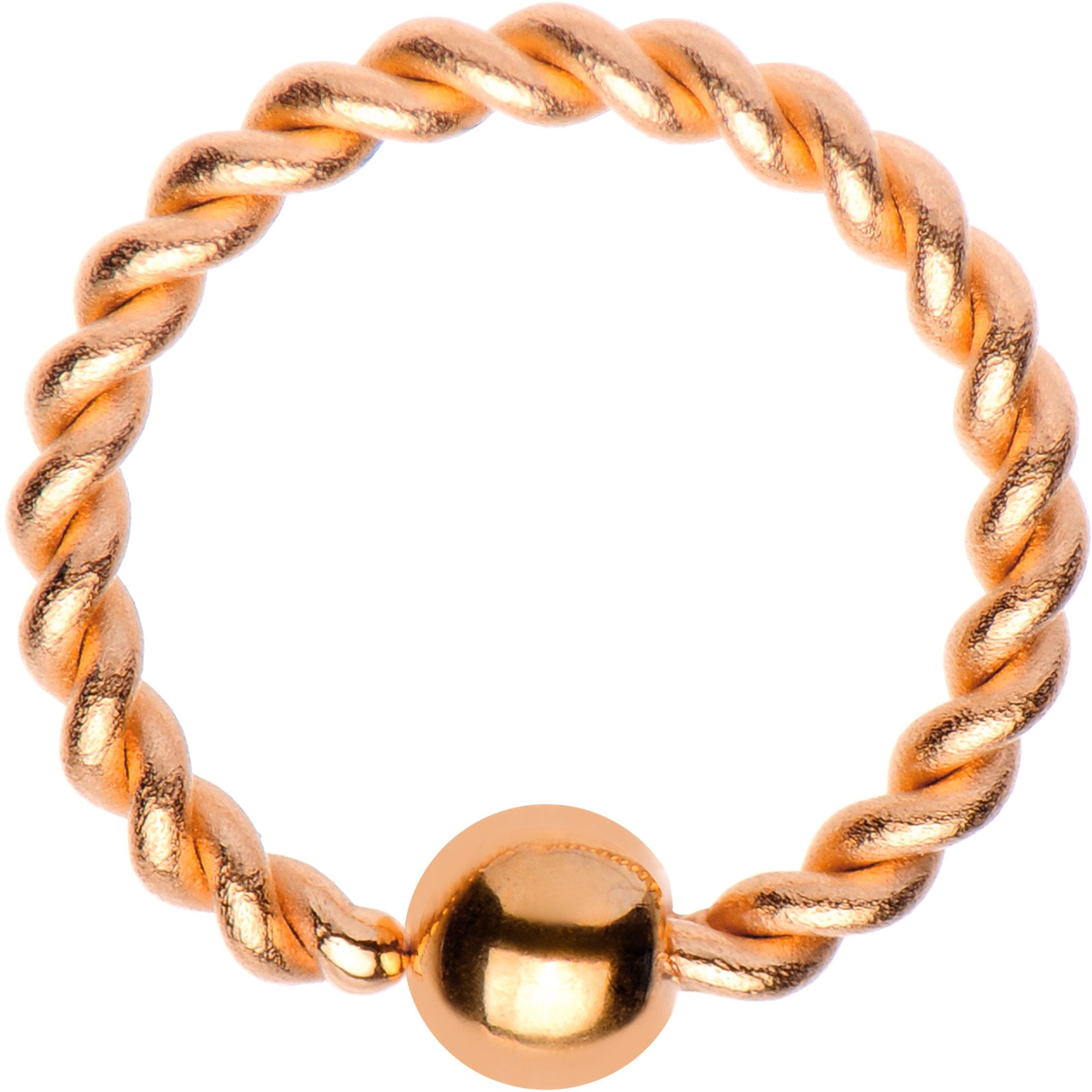 BodyCandy 16G 5/16" Rose Gold Tone IP So Twisted Captive Style Seamless Ring — detail close-up