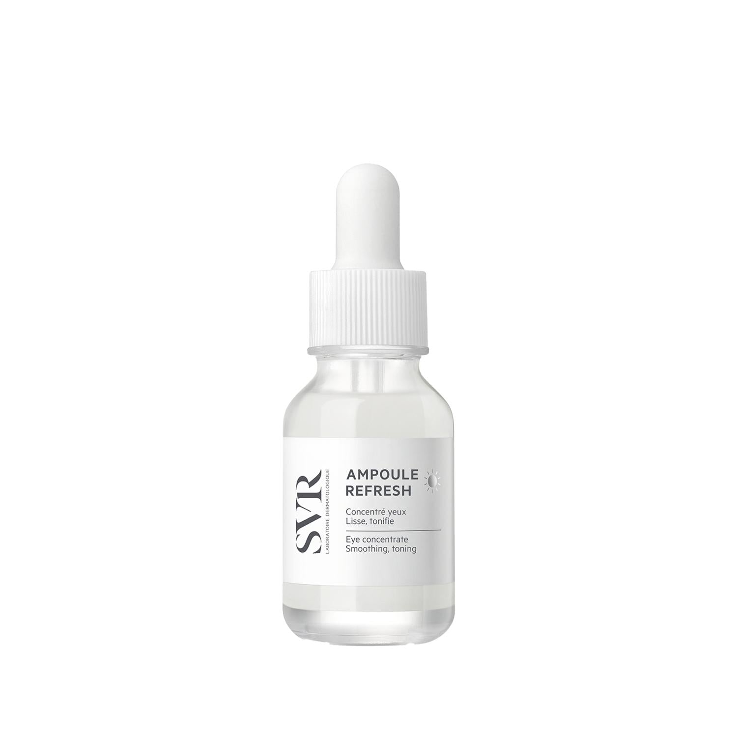 SVR Ampoule Refresh: Anti-Wrinkle Eye Cream - Reduce Fine Lines, Moisturize & Refresh Sensitive Skin - Caffeine + Metal Applicator