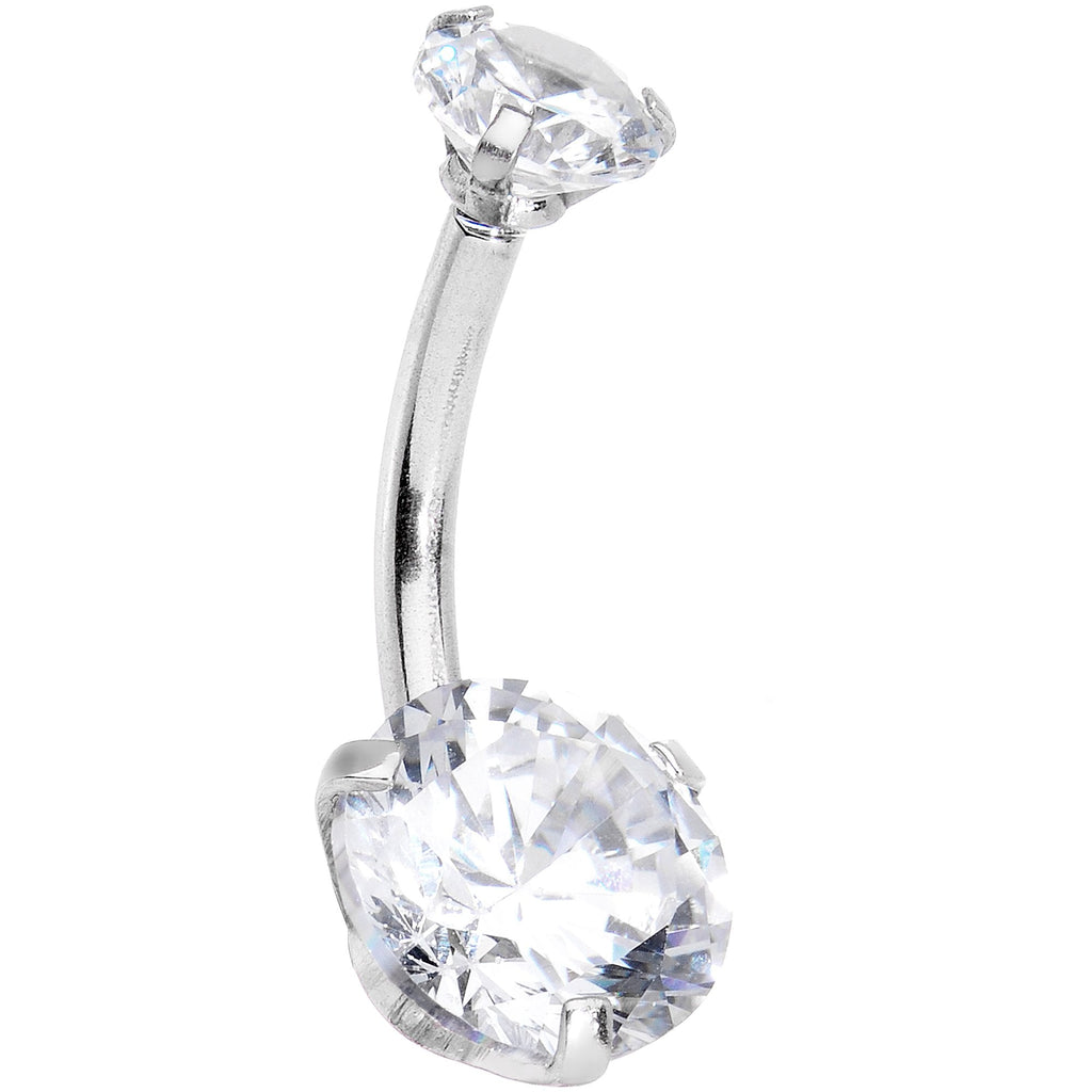 BodyCandy Clear Blue CZ Gem Sassy Sparkle Butterfly Dangle Belly Ring — detail close-up