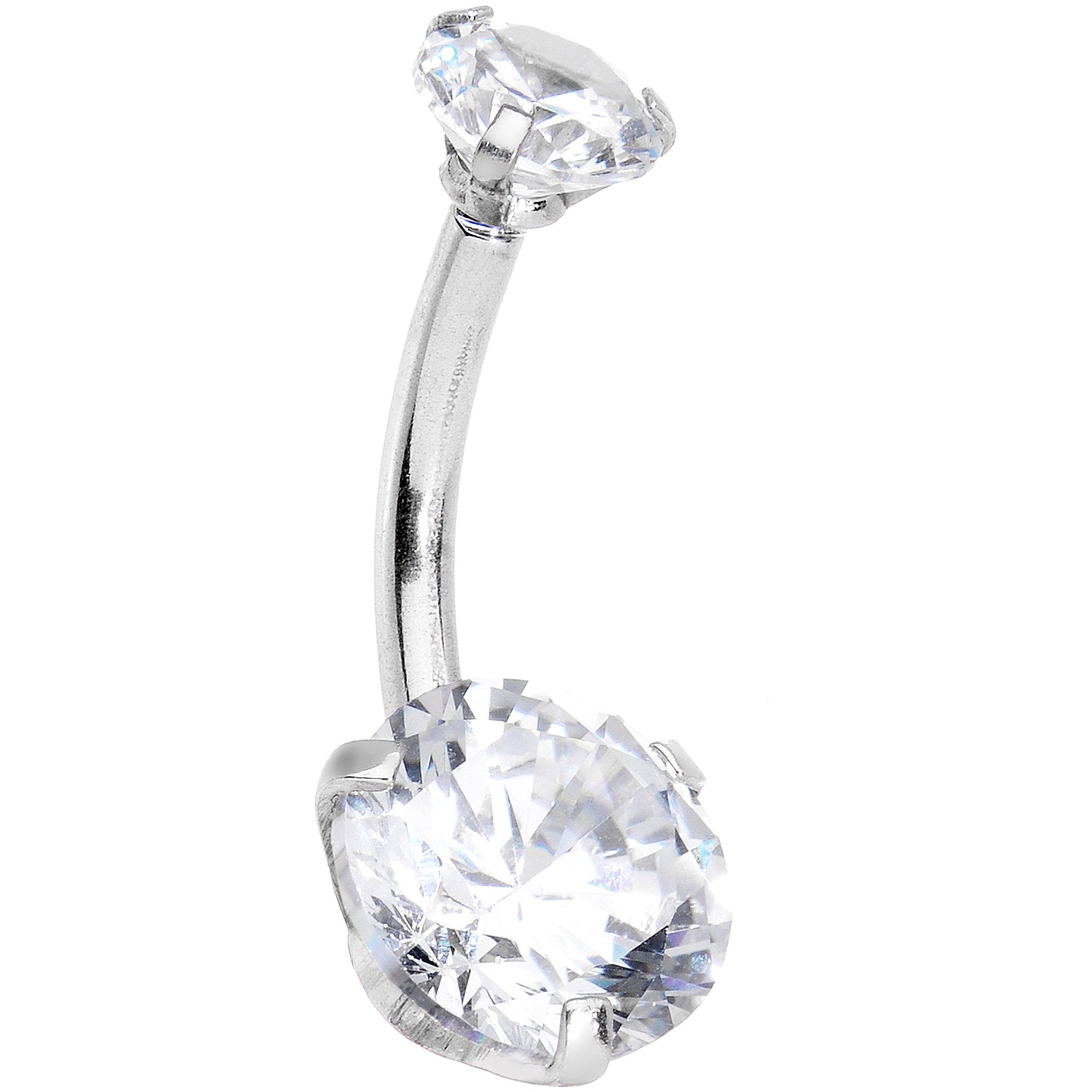 BodyCandy Clear Blue CZ Gem Sassy Sparkle Butterfly Dangle Belly Ring — detail close-up