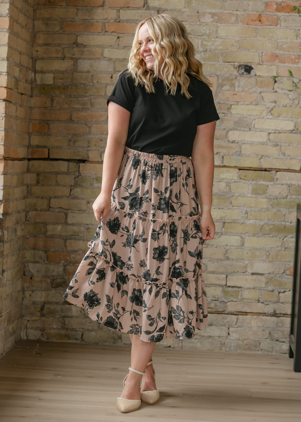 Inherit Co. Giana Ruffle Tiered Midi Skirt - FINAL SALE — in-use photo