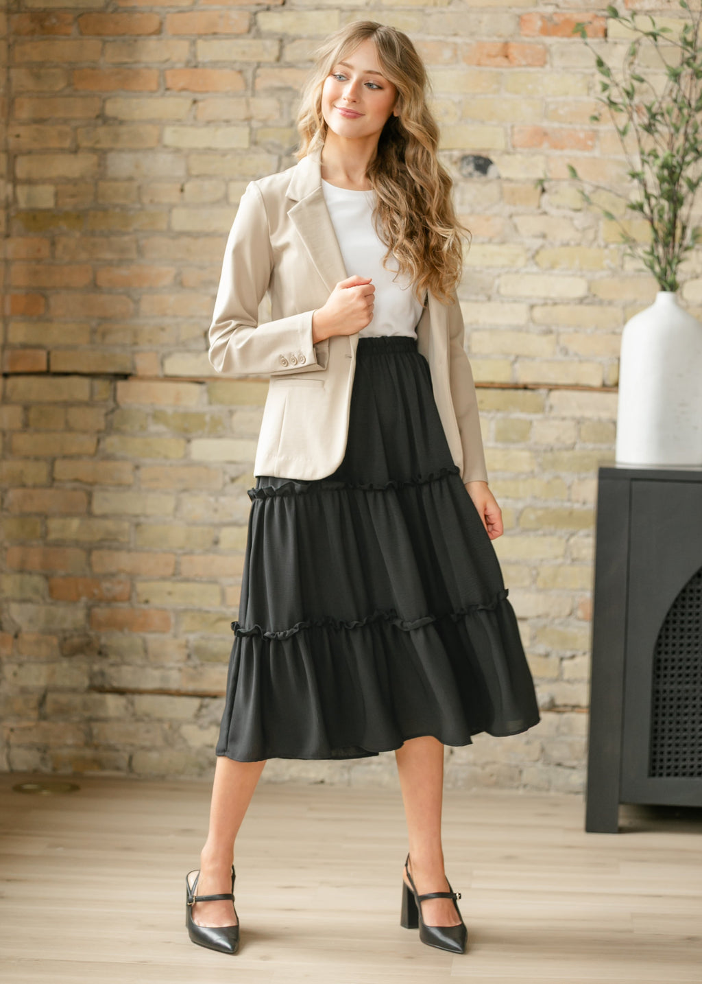 Inherit Co. Giana Ruffle Tiered Midi Skirt - FINAL SALE — main product shot