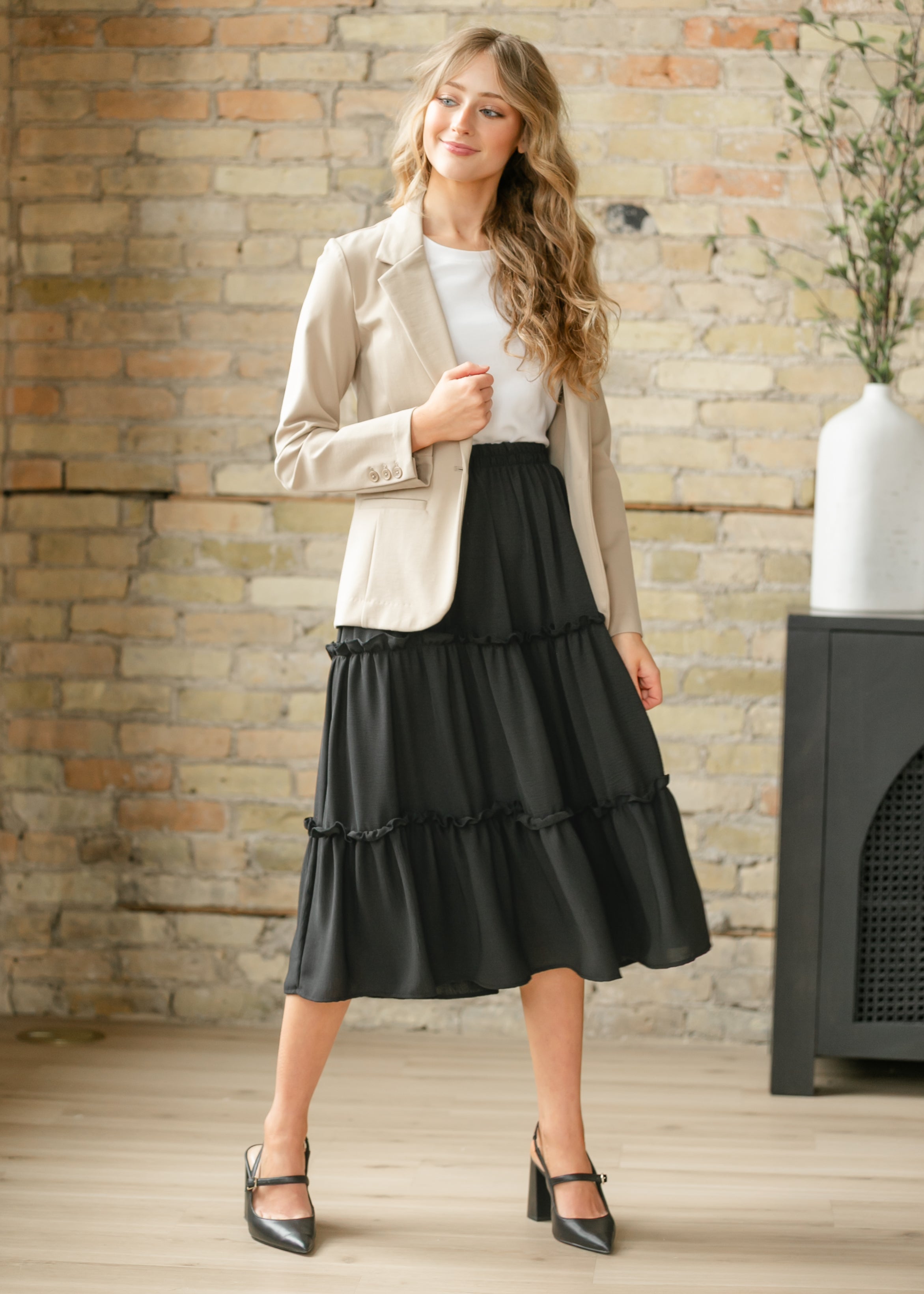 Inherit Co. Giana Ruffle Tiered Midi Skirt - FINAL SALE — main product shot