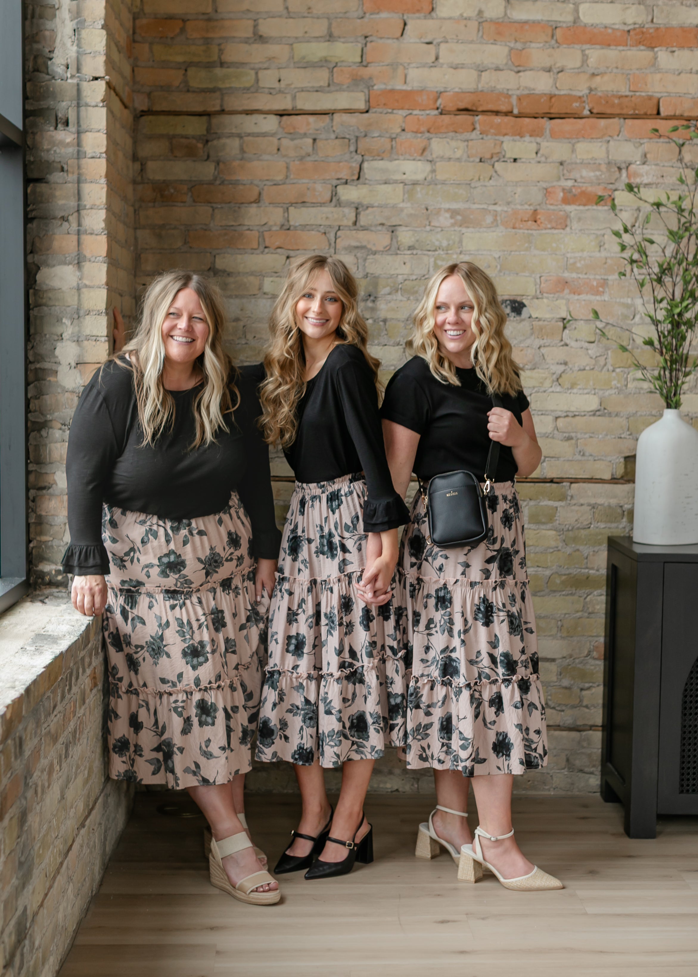 Inherit Co. Giana Ruffle Tiered Midi Skirt - FINAL SALE — fabric or material detail