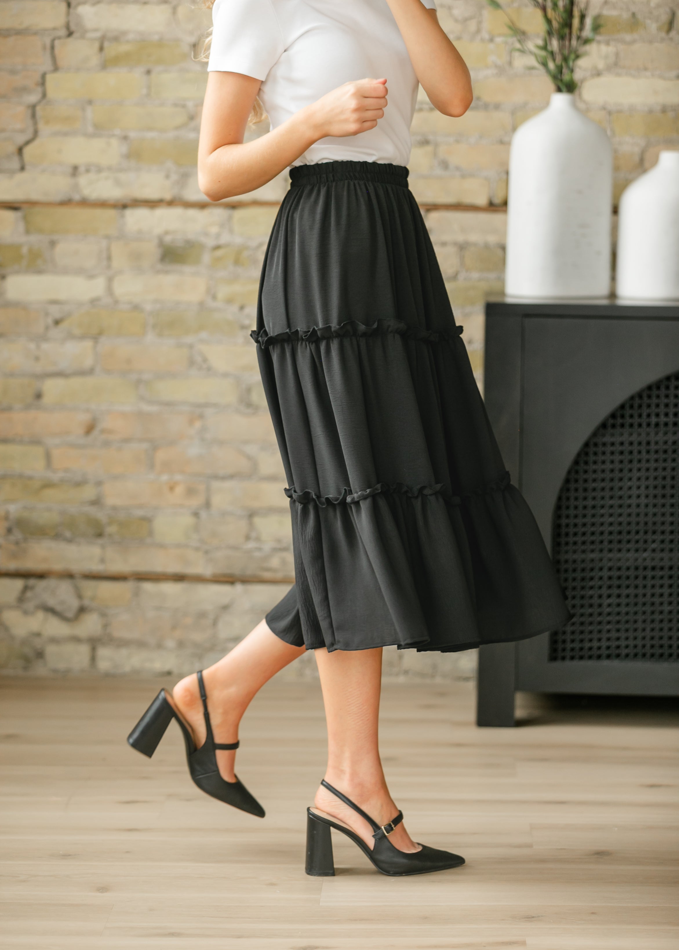 Inherit Co. Giana Ruffle Tiered Midi Skirt - FINAL SALE — lifestyle context