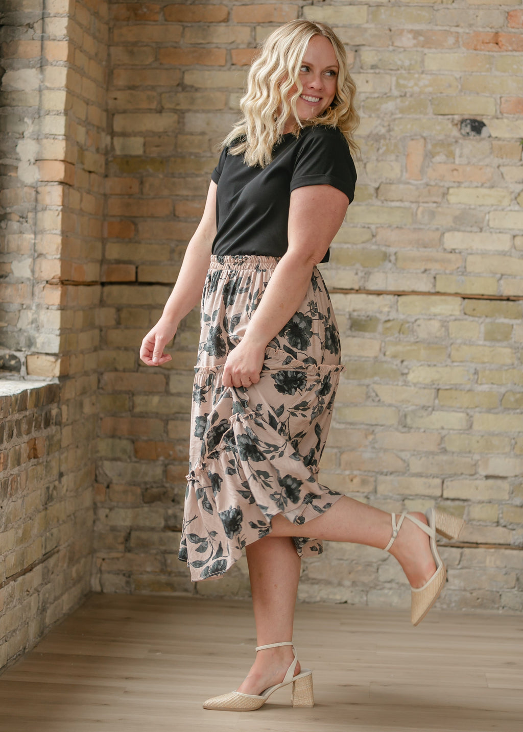 Inherit Co. Giana Ruffle Tiered Midi Skirt - FINAL SALE — size reference