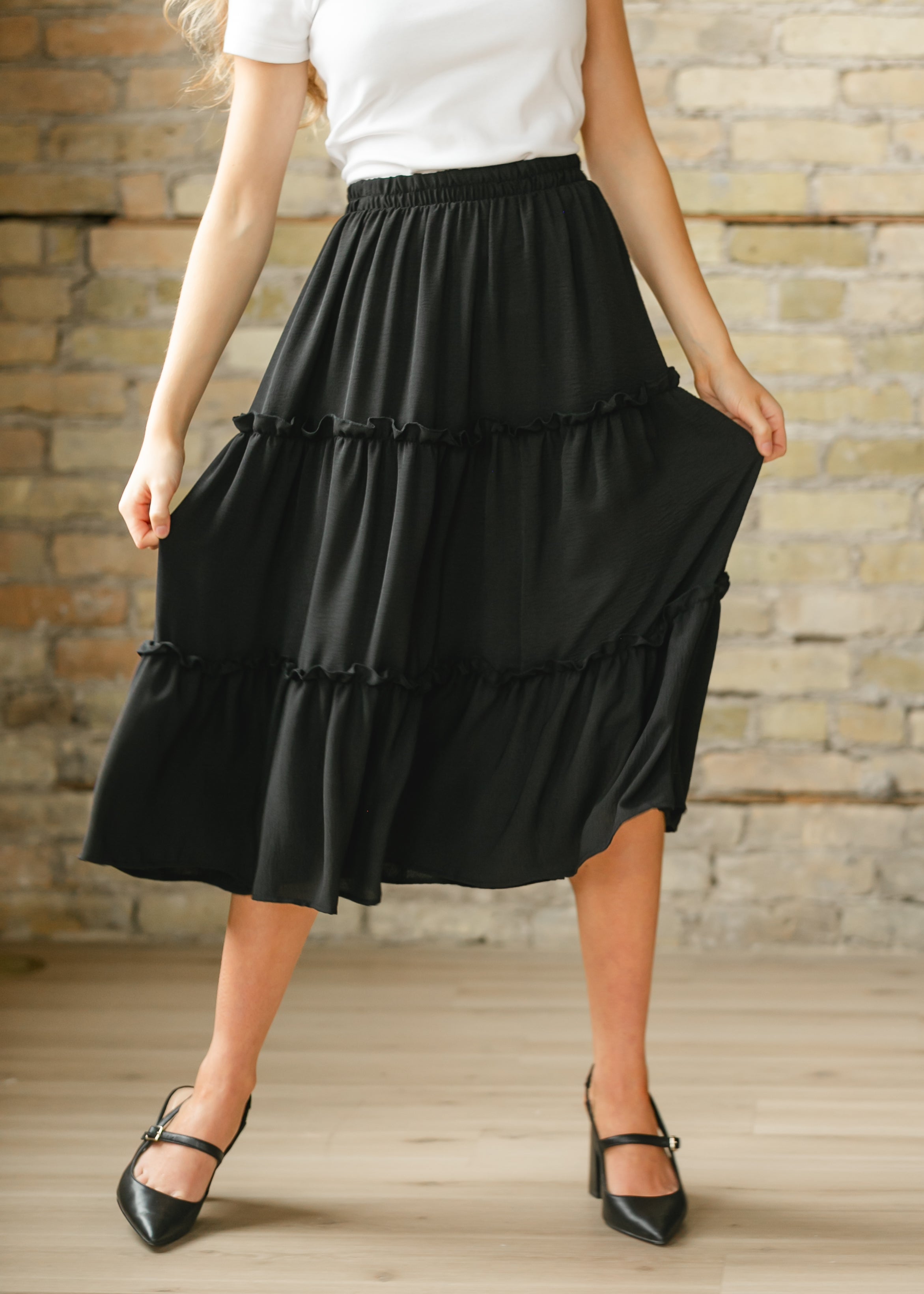Inherit Co. Giana Ruffle Tiered Midi Skirt - FINAL SALE — back view