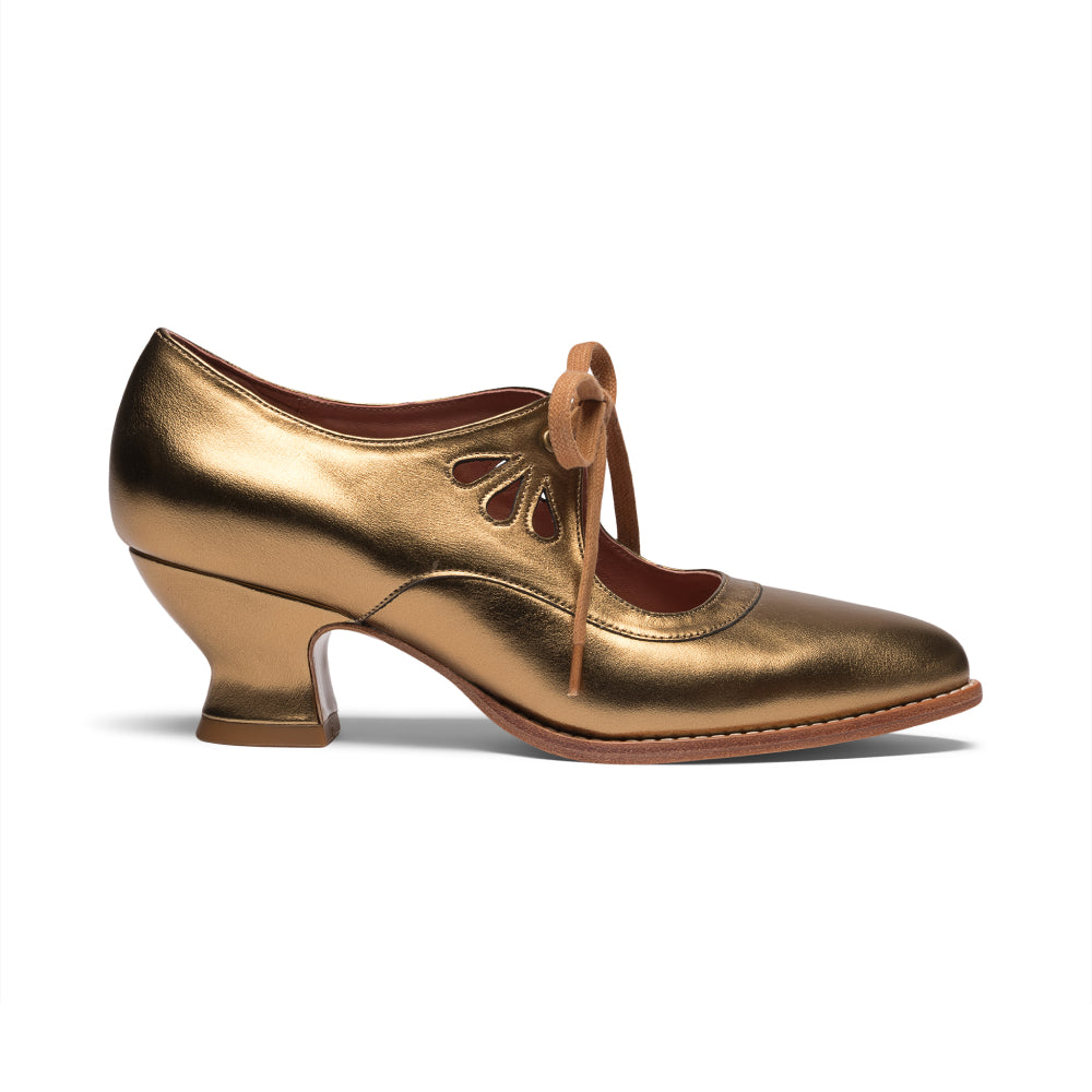 American Duchess Gibson Edwardian Leather Shoes (Antique Gold) — lifestyle context