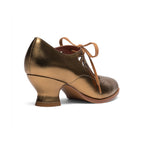 American Duchess Gibson Edwardian Leather Shoes (Antique Gold) — branding close-up