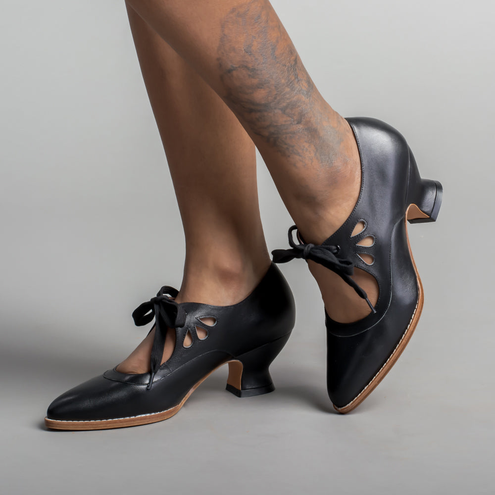 American Duchess Gibson Edwardian Leather Shoes (Black) — detail and construction