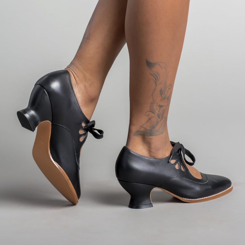American Duchess Gibson Edwardian Leather Shoes (Black) — lifestyle context
