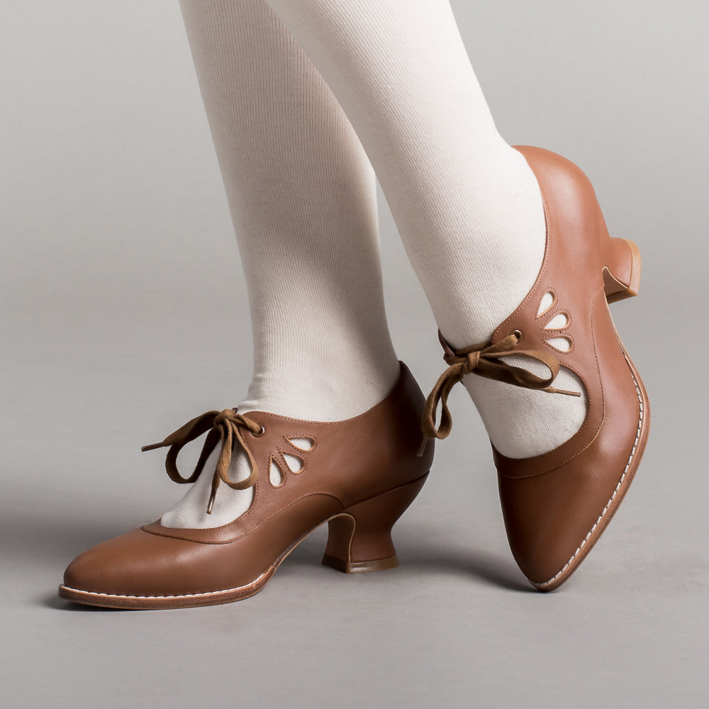 American Duchess Gibson Edwardian Leather Shoes (Tan) — detail and construction