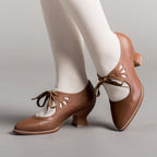 American Duchess Gibson Edwardian Leather Shoes (Tan) — detail and construction