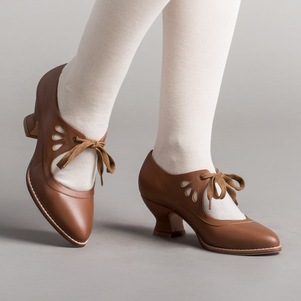 Gibson Edwardian Leather Shoes (Tan) — historical footwear by American Duchess