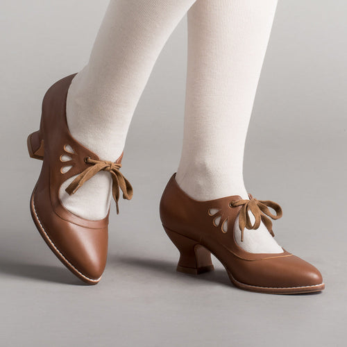 Gibson Edwardian Leather Shoes (Tan) — historical footwear by American Duchess