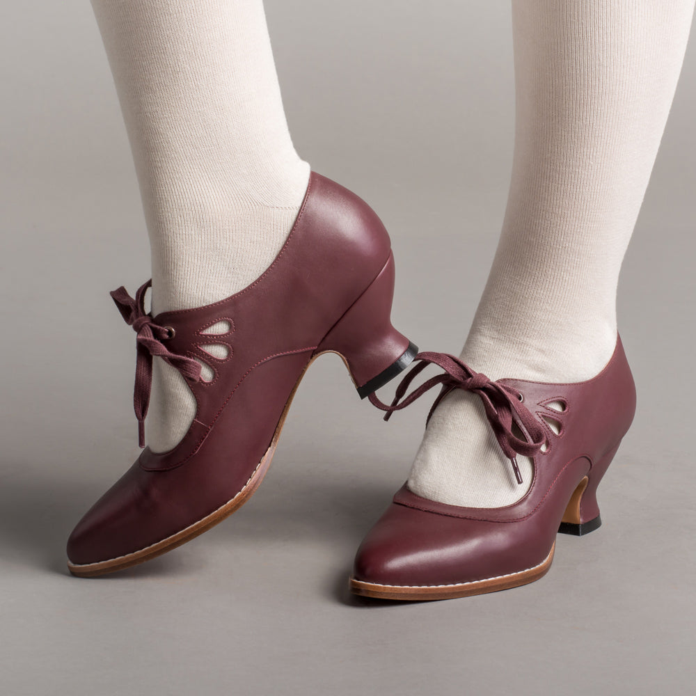 Gibson Edwardian Leather Shoes (Merlot) — historical footwear by American Duchess