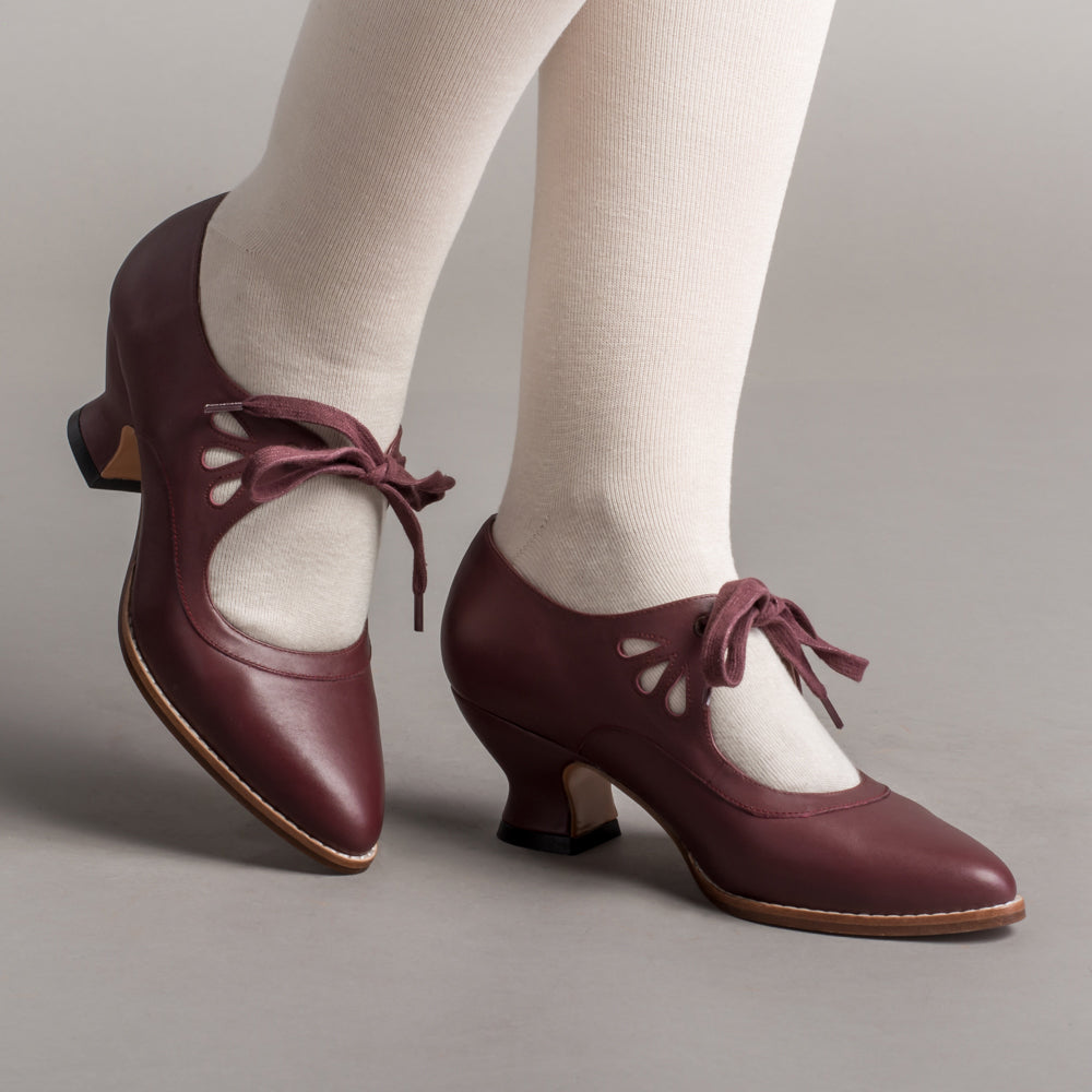 American Duchess Gibson Edwardian Leather Shoes (Merlot) — detail and construction