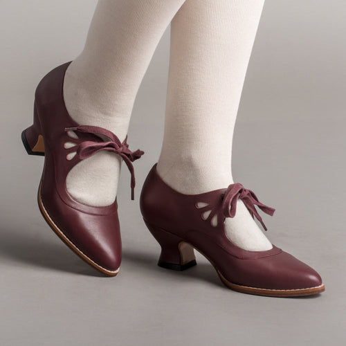 American Duchess Gibson Edwardian Leather Shoes (Merlot) — detail and construction