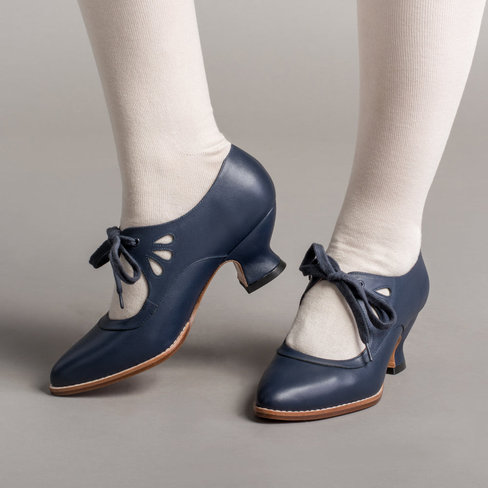 Gibson Edwardian Leather Shoes (Navy) — historical footwear by American Duchess