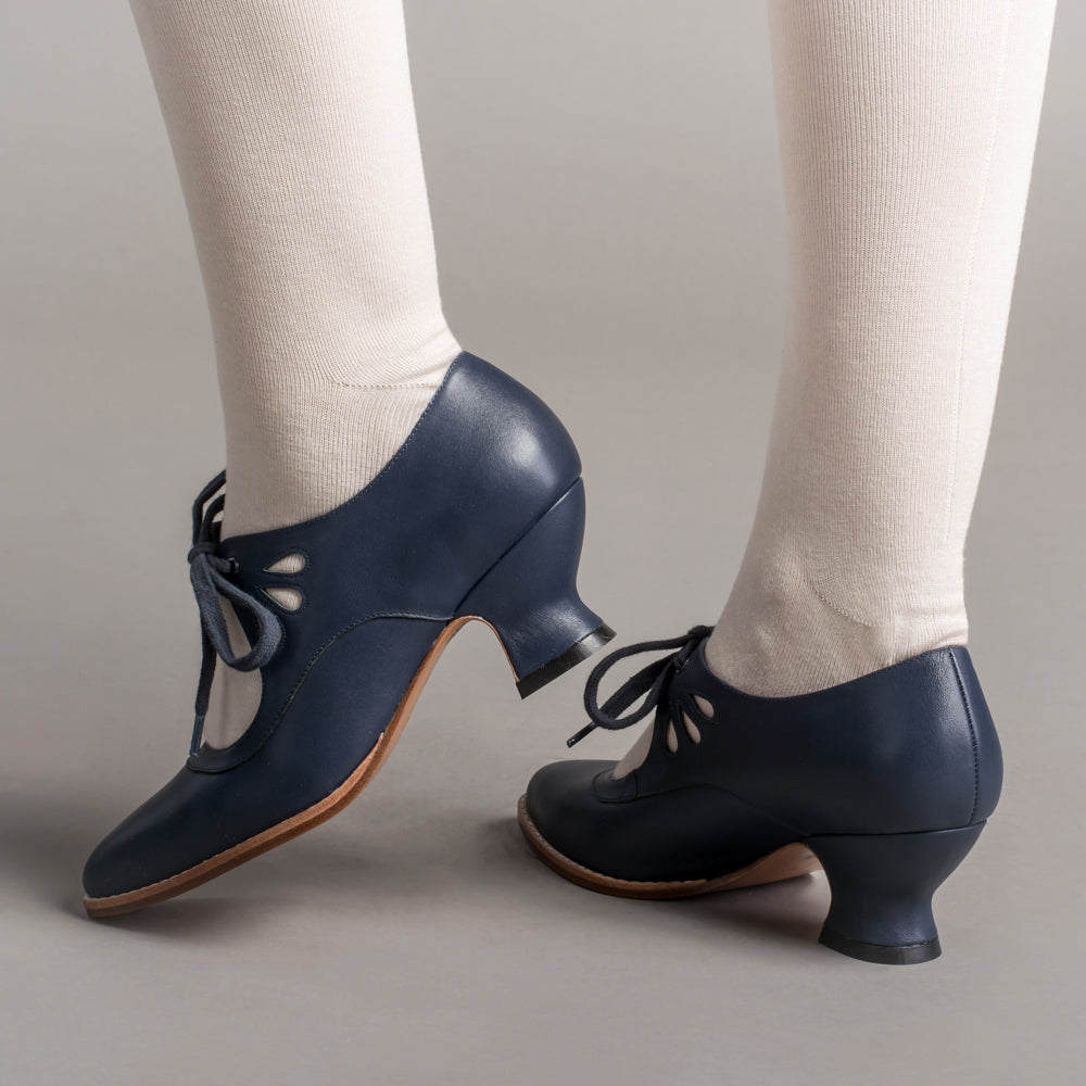 American Duchess Gibson Edwardian Leather Shoes (Navy) — lifestyle context