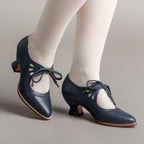 American Duchess Gibson Edwardian Leather Shoes (Navy) — detail and construction