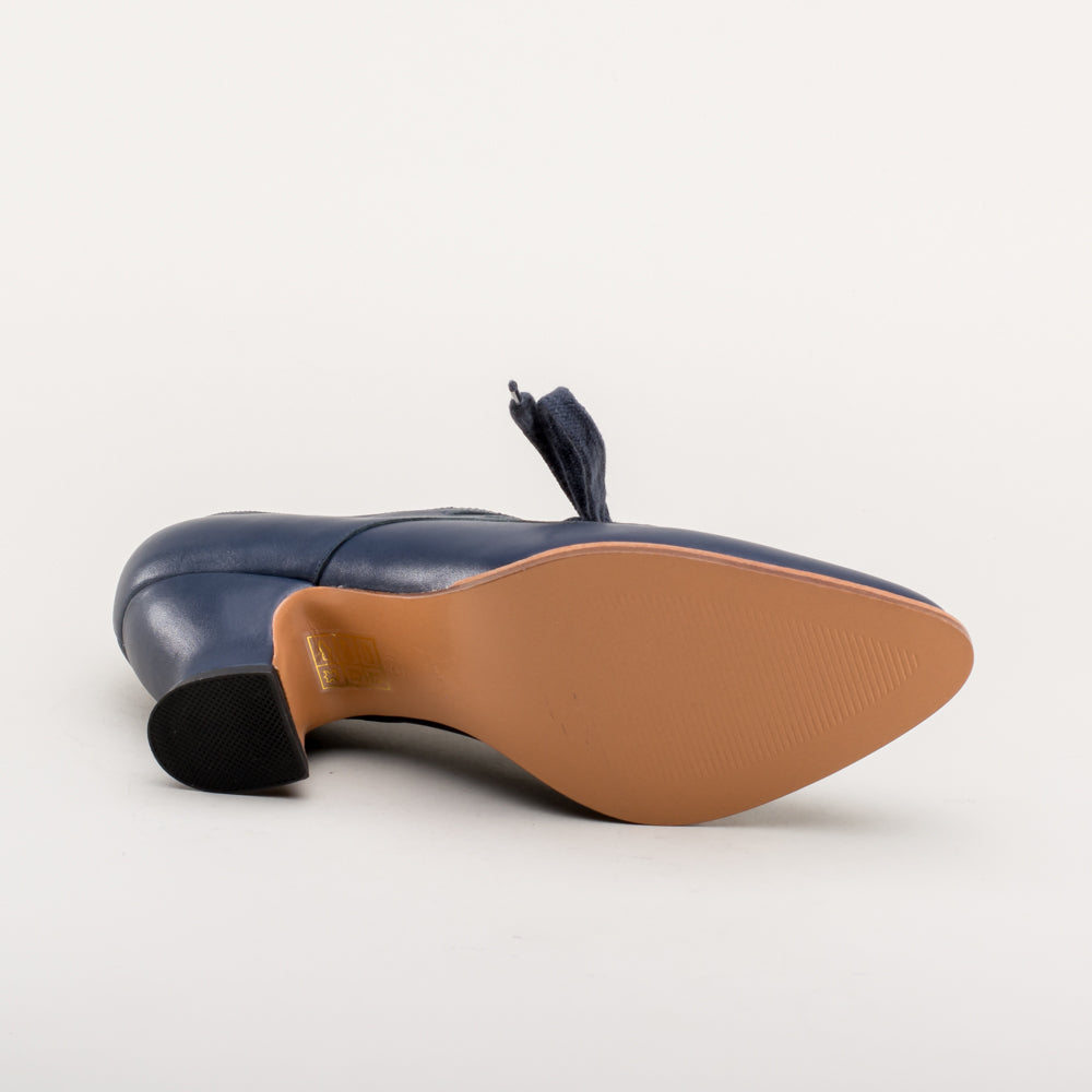 American Duchess Gibson Edwardian Leather Shoes (Navy) — lifestyle context