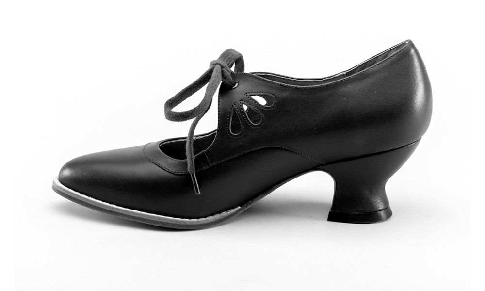 American Duchess Gibson Edwardian Leather Shoes (Navy) — branding close-up