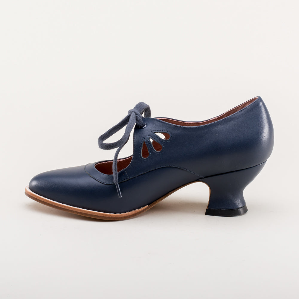 American Duchess Gibson Edwardian Leather Shoes (Navy) — in-use context
