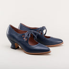 American Duchess Gibson Edwardian Leather Shoes (Navy) — branding close-up