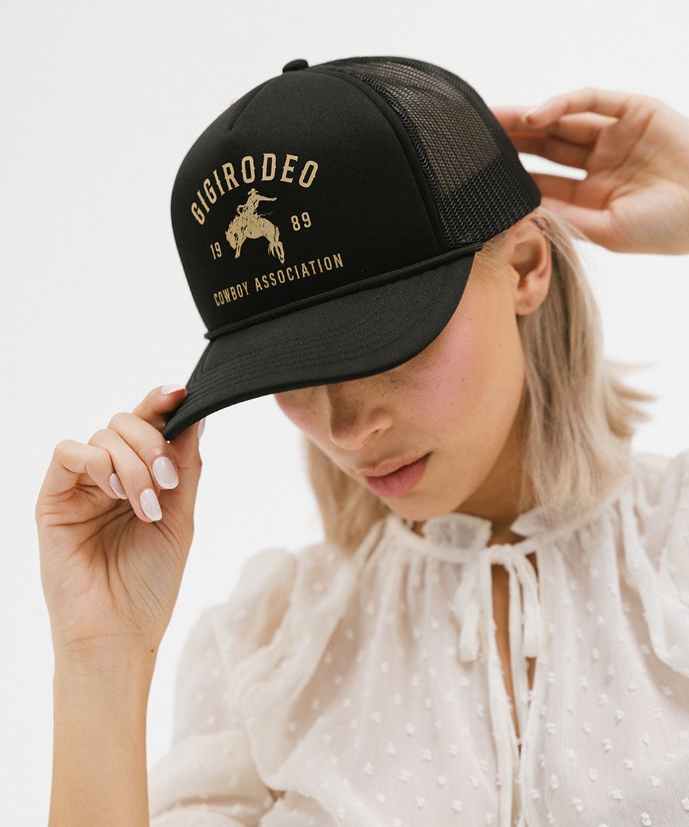 GIGI PIP Gigi Rodeo Trucker Hat — lifestyle context