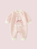 Girls' Long Sleeve Cotton Bunny Print Kimono Style Bodysuit Onesie