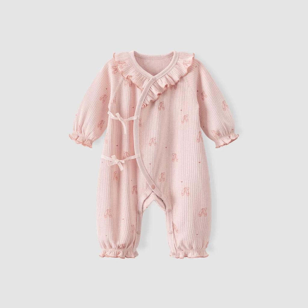 Girls' Long Sleeve Cotton Kimono Style Bodysuit Onesie
