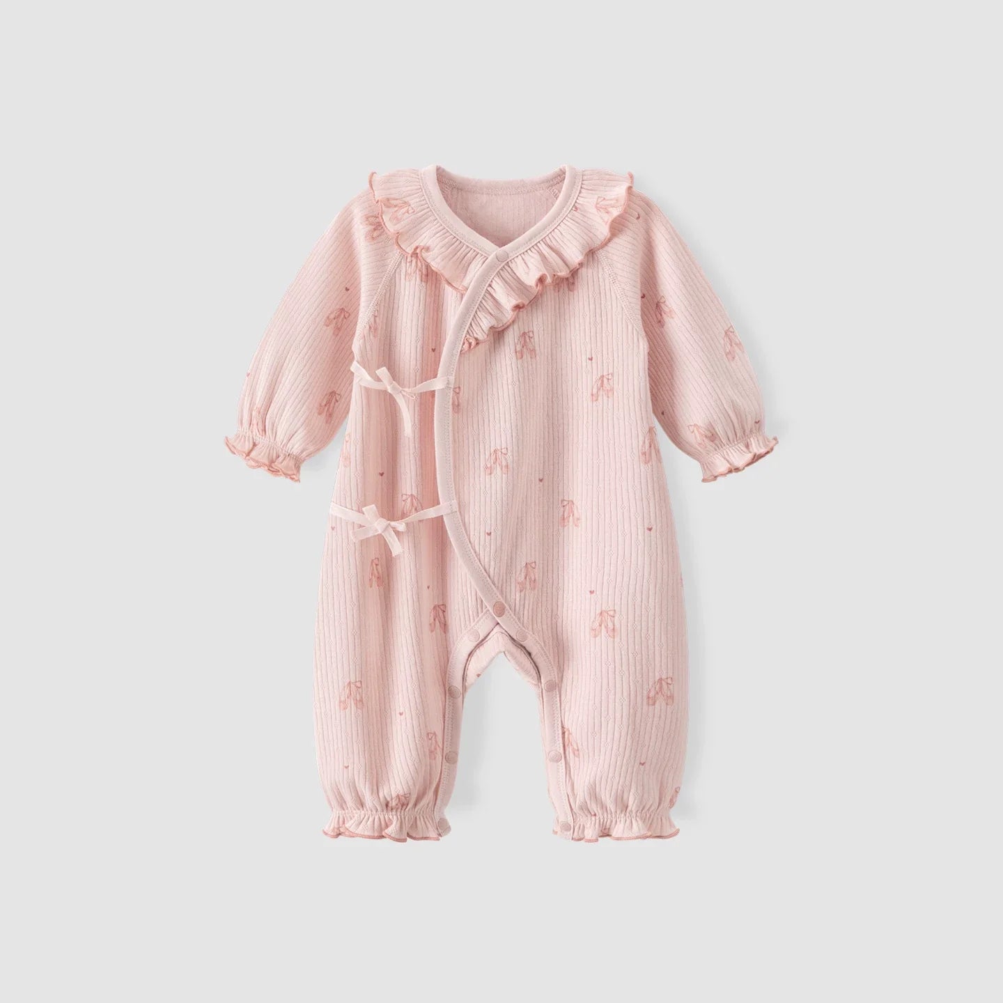 Girls' Long Sleeve Cotton Kimono Style Bodysuit Onesie