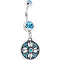 BodyCandy Aqua Gem Southwestern Flowering Disc Dangle Belly Ring — main product shot