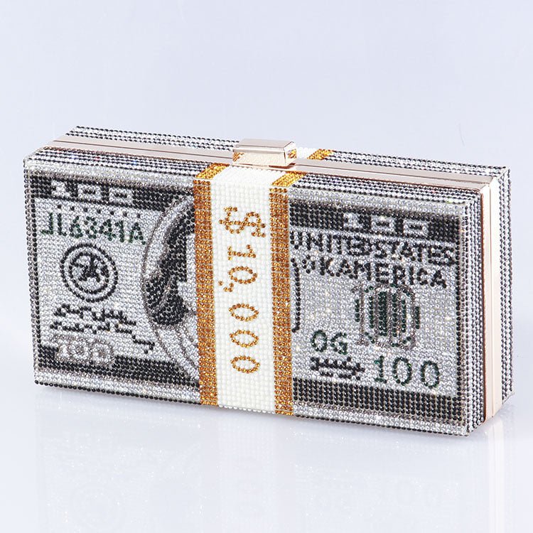 Mariam's Collection ‌Glamorous Fully Bedazzled Dollar Motif Evening Bag Party Clutch (MAC293) — detail shot 10