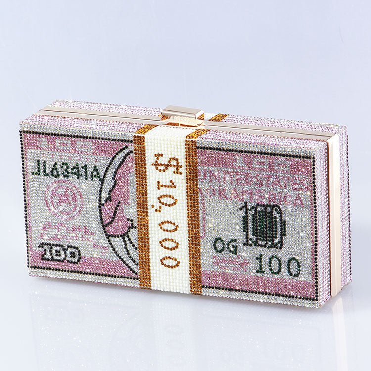 Mariam's Collection ‌Glamorous Fully Bedazzled Dollar Motif Evening Bag Party Clutch (MAC293) — comparison shot