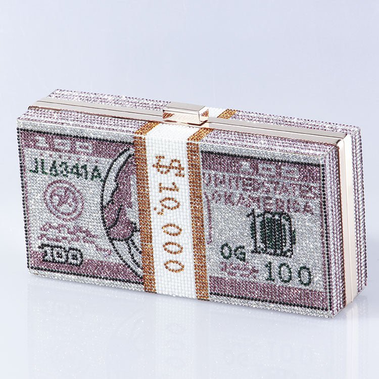 Mariam's Collection ‌Glamorous Fully Bedazzled Dollar Motif Evening Bag Party Clutch (MAC293) — detail shot 7