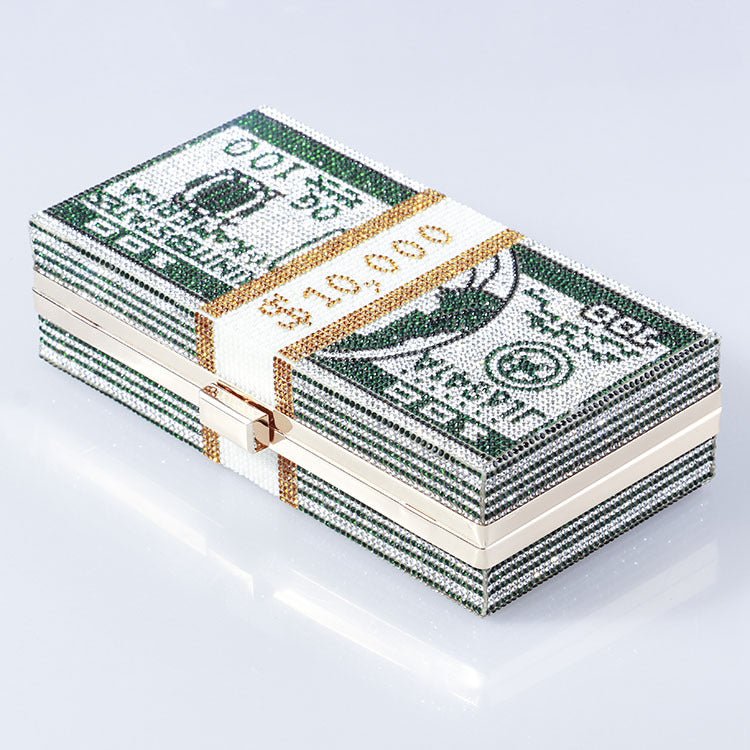 Mariam's Collection ‌Glamorous Fully Bedazzled Dollar Motif Evening Bag Party Clutch (MAC293) — detail shot 9